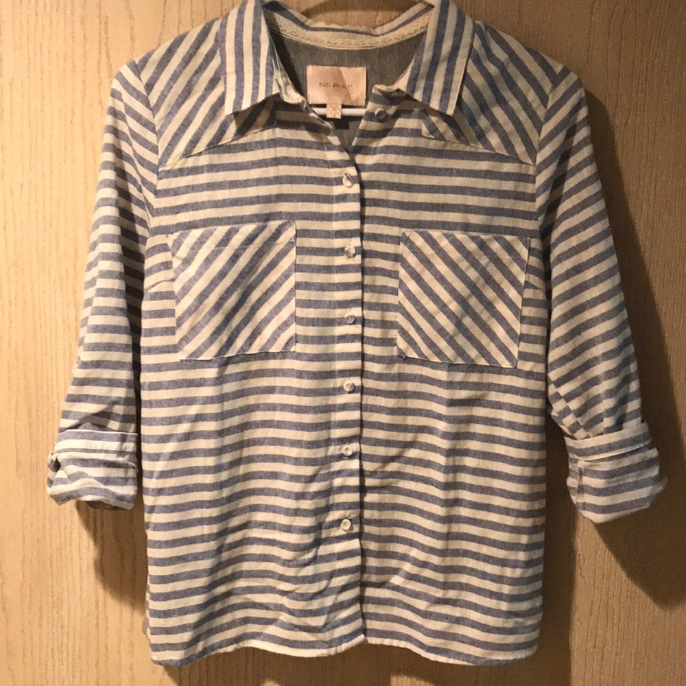 Stitch Fix Skies Are Blue Striped Button Blouse